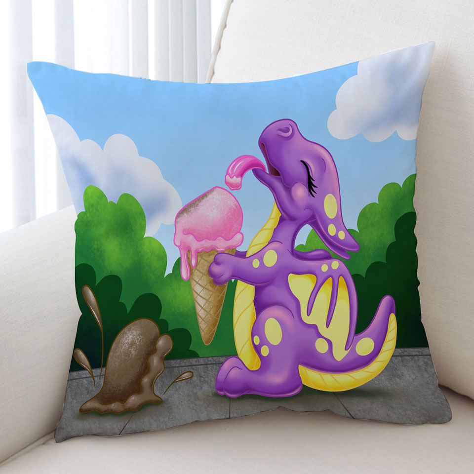 Adorable Baby Dragon Licking Ice cream Cushion Cover – Handful of Prints