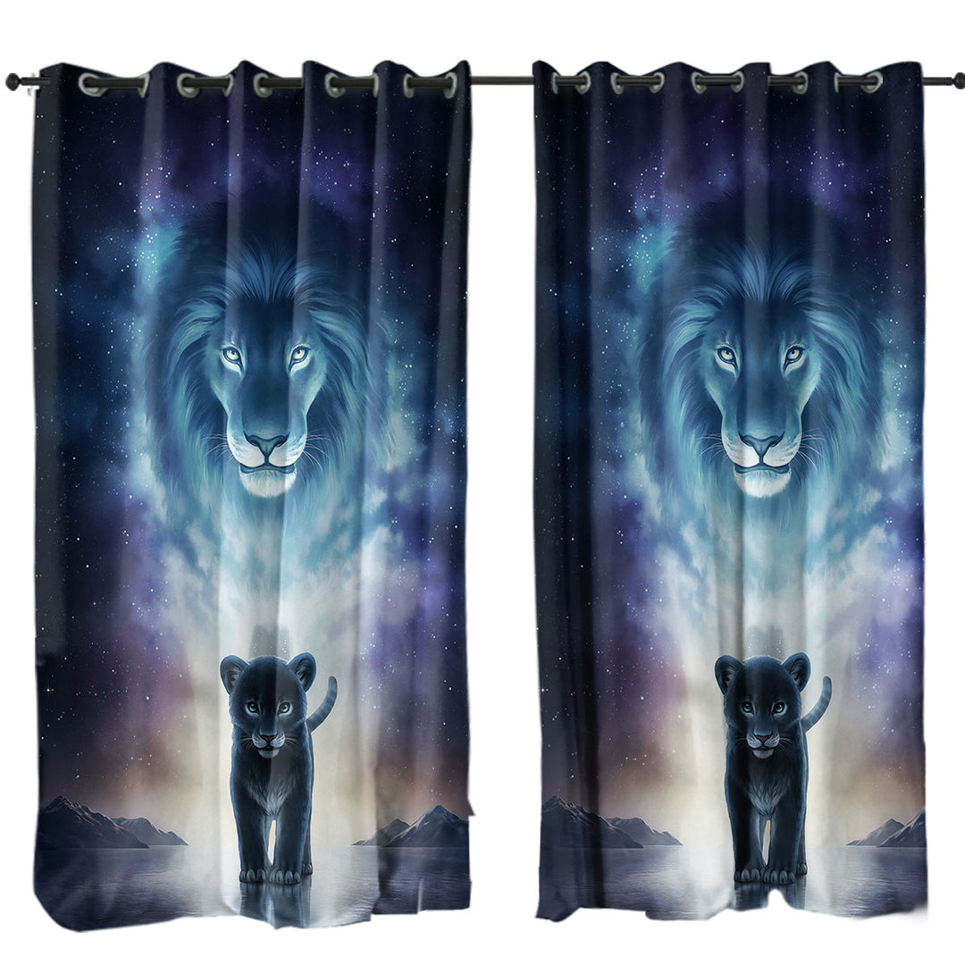 A Kings Path in Space Lion and Cub Curtains for Bedroom