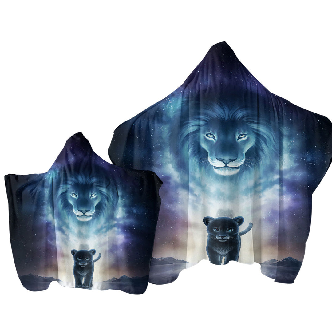 A Kings Path in Space Lion and Cub Towel Hoodie