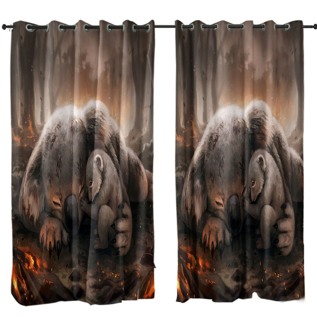 A Mothers Love Australian Tragedy Koala Curtains for Living Room