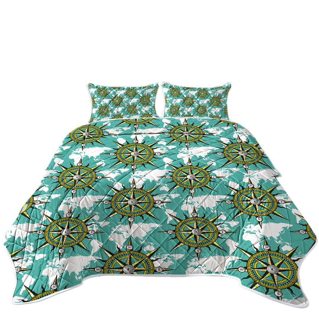 A Pattern of World Map and Compass Daybed Covers Sets