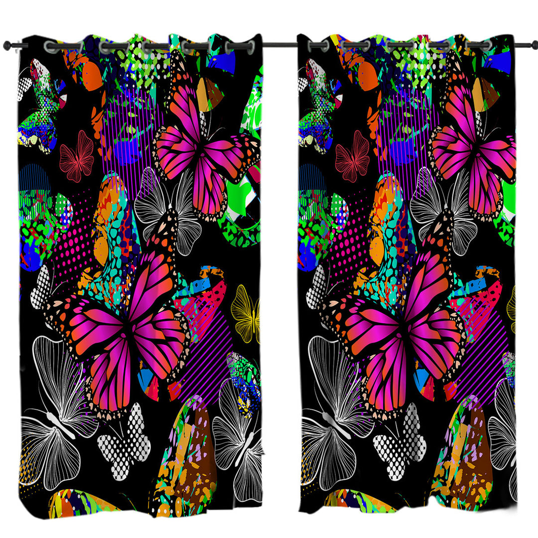 A Riot of Colorful Butterflies Curtains