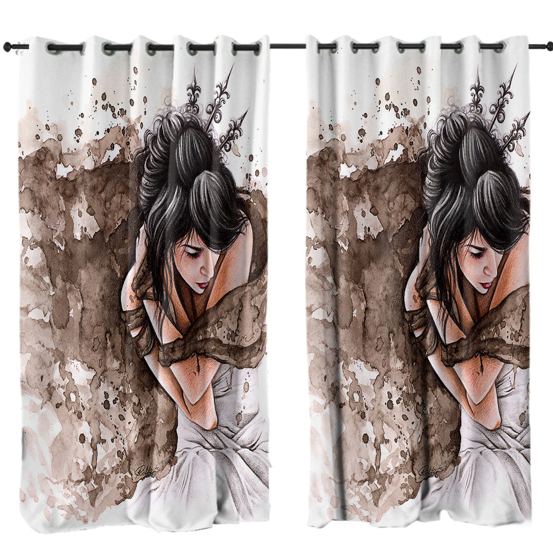 A Winters Tale Beautiful Woman Art Painting Curtains