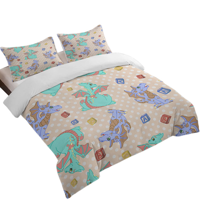 ABC Boys Dragon Pattern Queen Size Duvet Cover