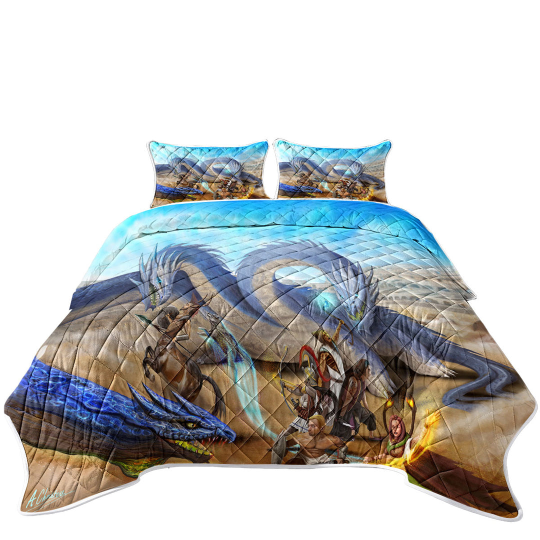 Action Fight Scene Fantasy Art California King Quilt Sets