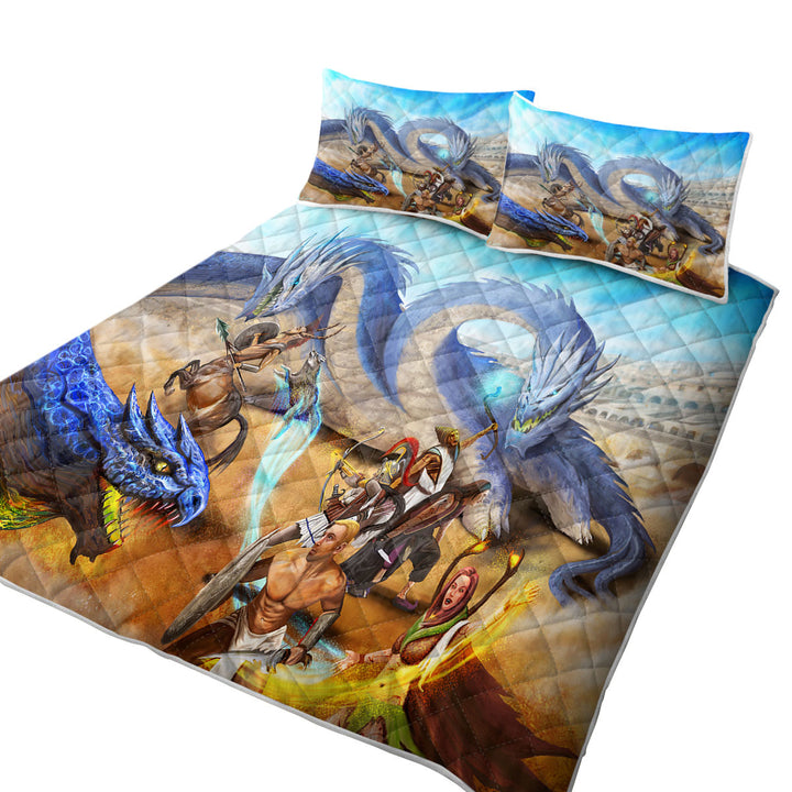 Action Fight Scene Fantasy Art King Size Quilt Sets