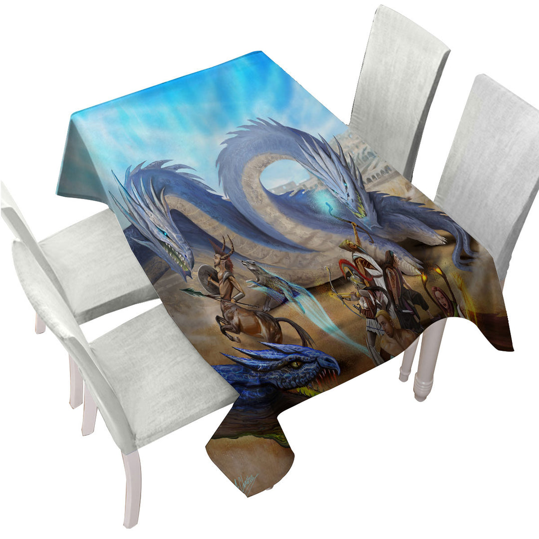 Action Fight Scene Fantasy Art Tablecloth