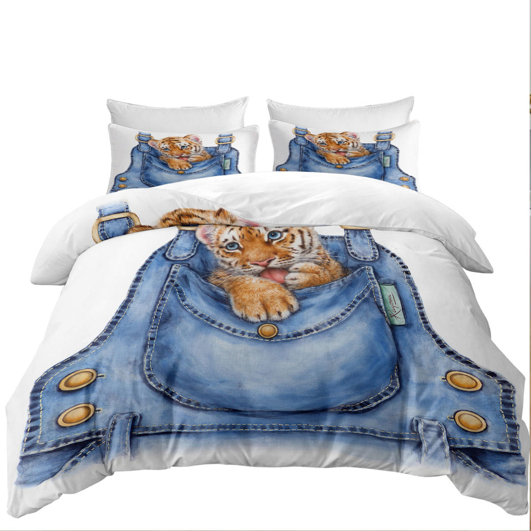 Adorable Animal Painting Tiger Cub Overall Duvet Covers