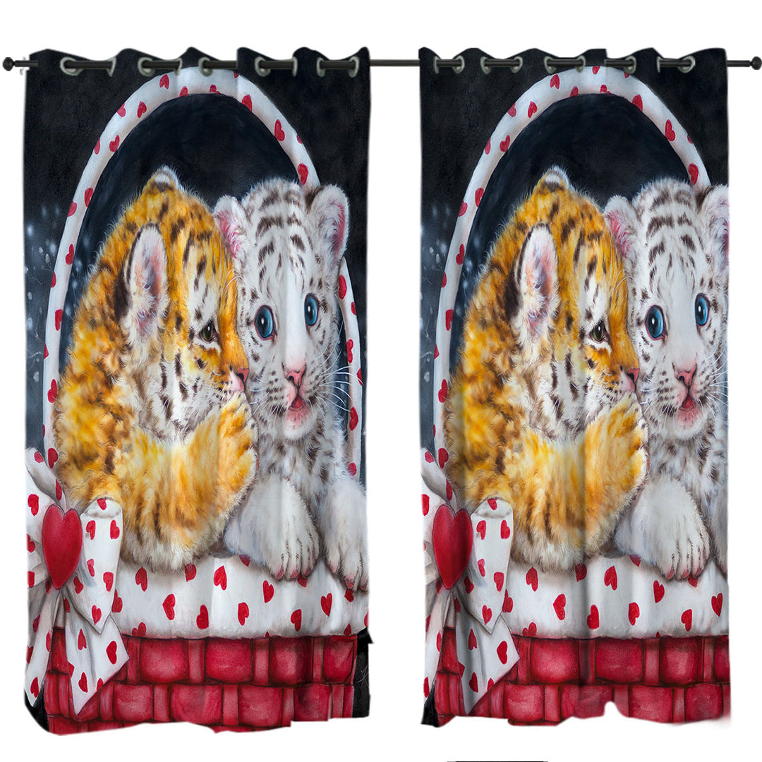 Adorable Animals Art for Kids Whisper Tiger Cub Curtains for Bedroom