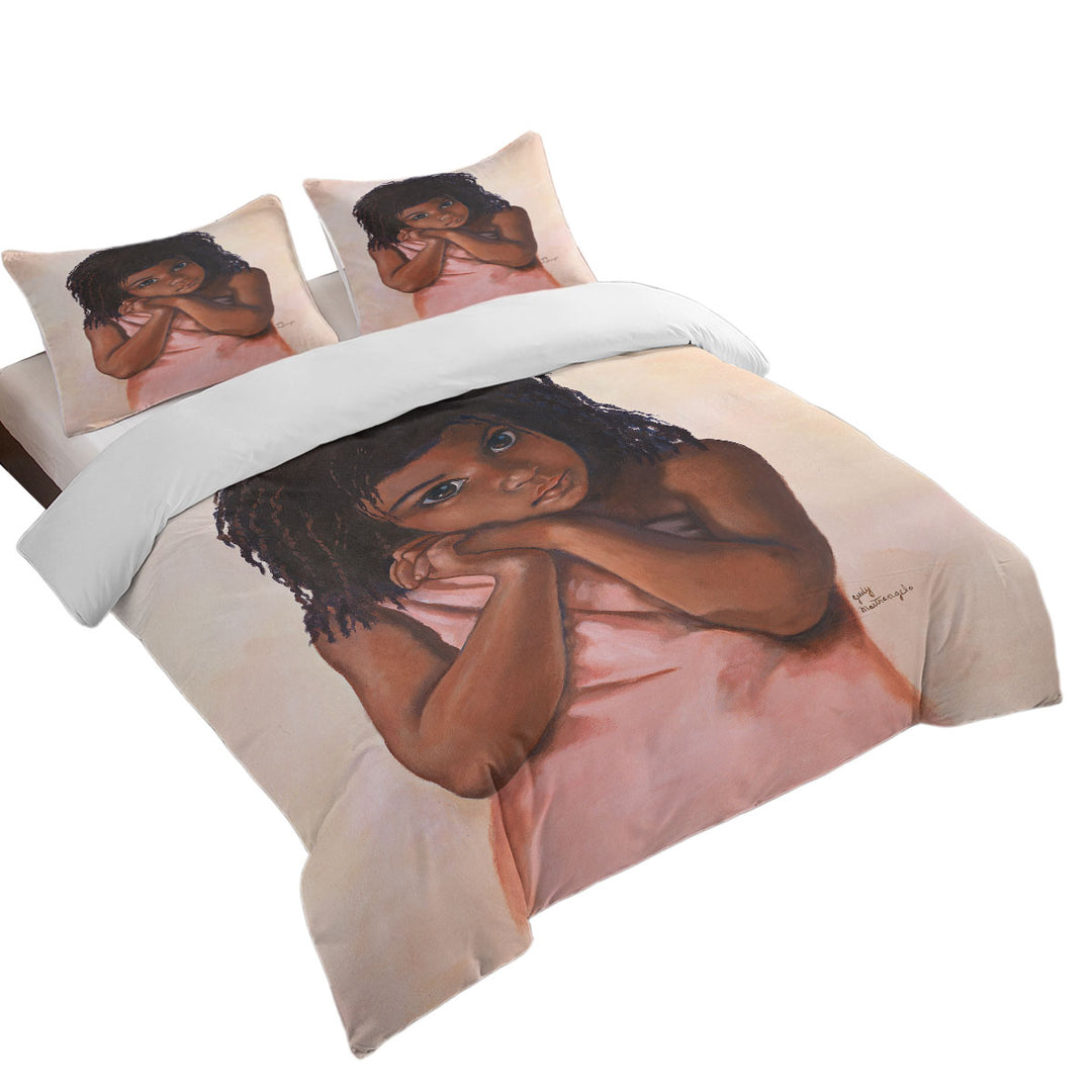 Adorable Art Cute Black Girl Duvet Cover