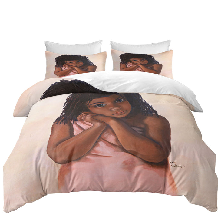 Adorable Art Cute Black Girl Duvet Covers