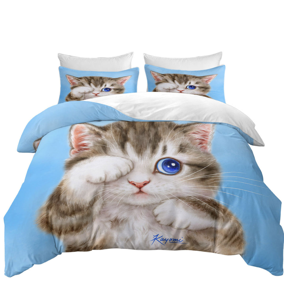 Adorable Baby Blue Eyes Kitty Cat Duvet Covers