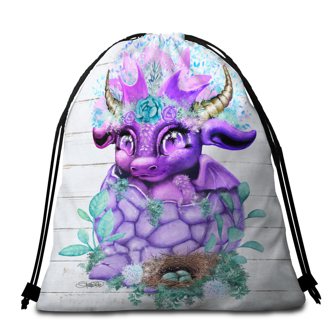 Adorable Beach Bags and Towels Fantasy Art Spring Lil Dragon