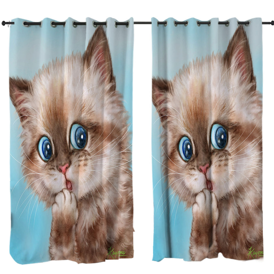 Adorable Brown Tabby Kitten for Kids Drapery