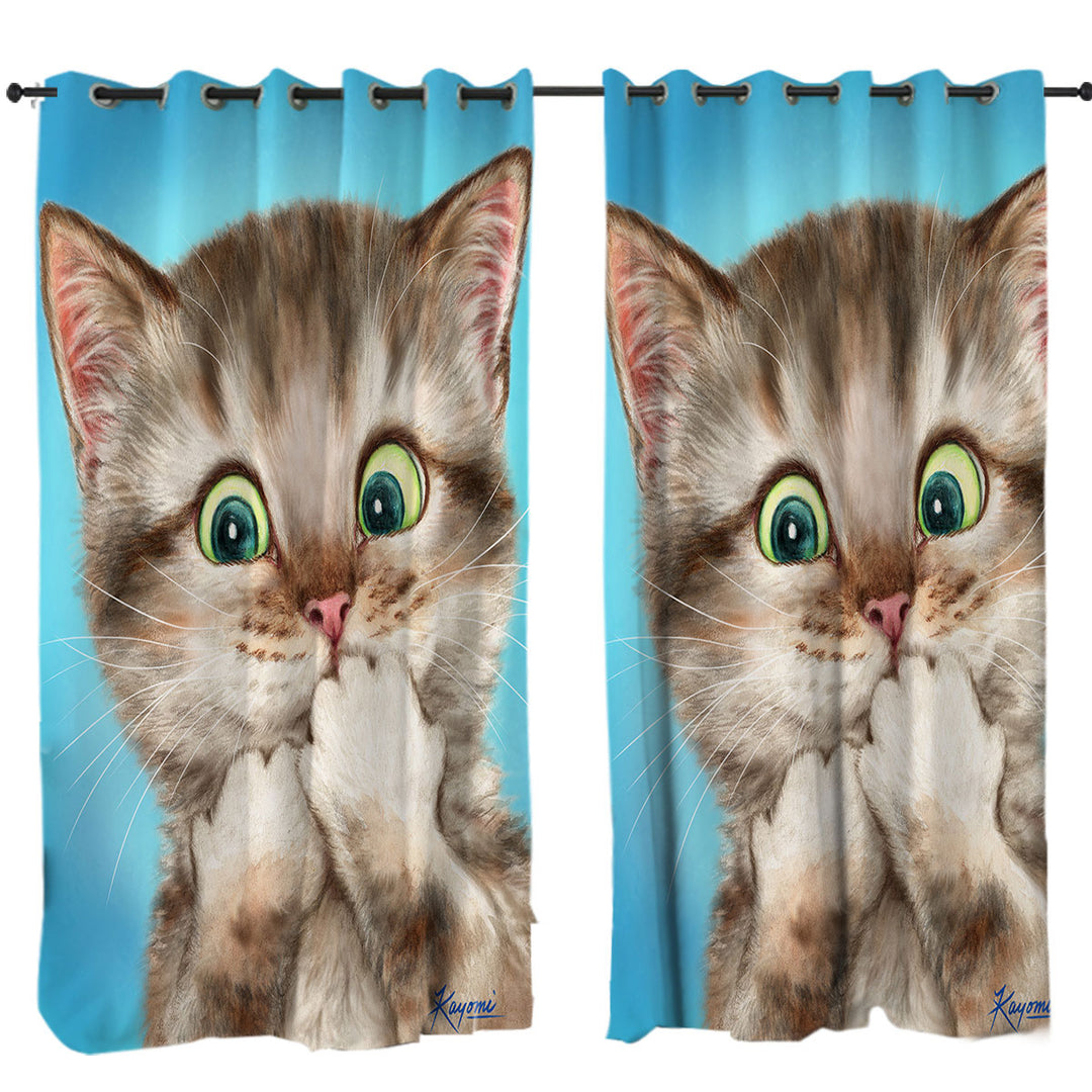 Adorable Cat Sweet Regretful Kitten Curtains