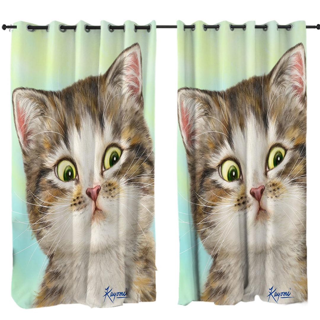 Adorable Cat for Kids the Suspicious Kitten Curtains