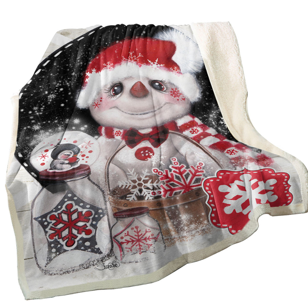 Adorable Christmas Throws with Snowflake Wishes Snowman