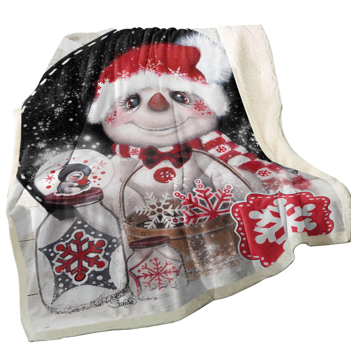 Adorable Christmas Throws with Snowflake Wishes Snowman