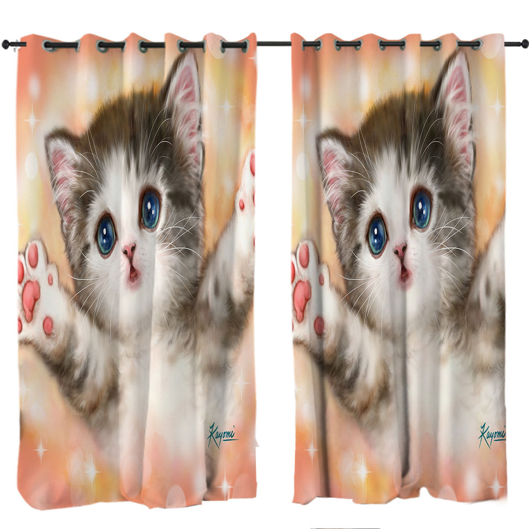 Adorable Cute Kitty Cat Wants a Hug Curtains