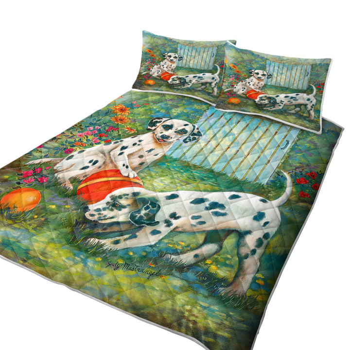 Adorable Dogs Art Cute Dalmatians California King Quilt Sets