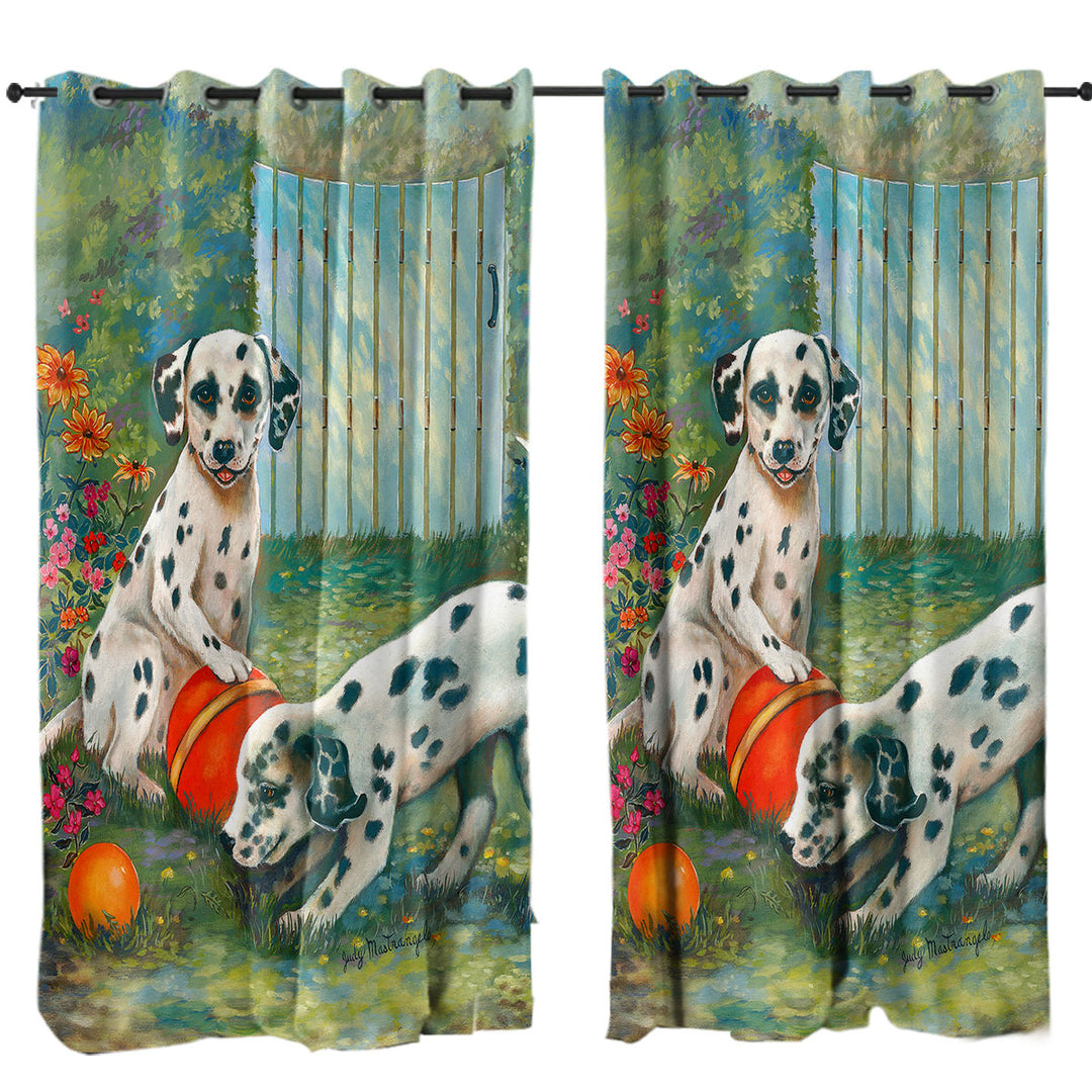 Adorable Dogs Art Cute Dalmatians Curtains