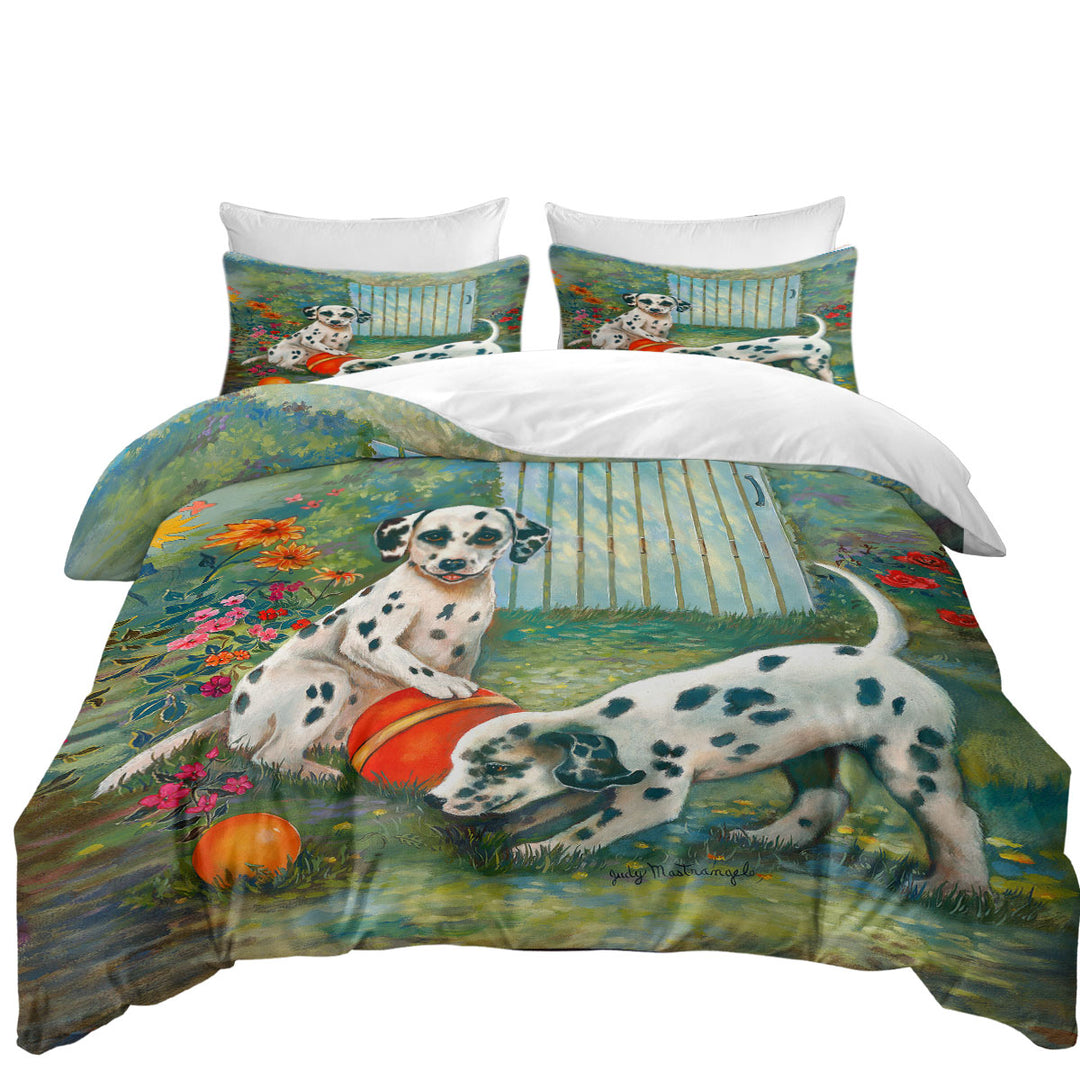 Adorable Dogs Art Cute Dalmatians King Quilt Cover