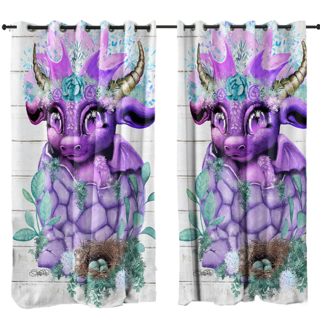 Adorable Fantasy Art Spring Lil Dragon Drapes