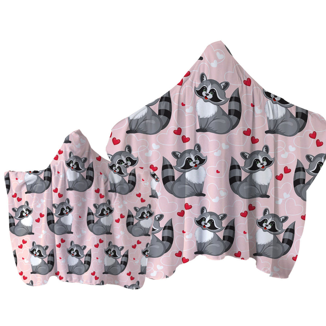 Adorable Heart Loving Raccoon Towel Hoodie