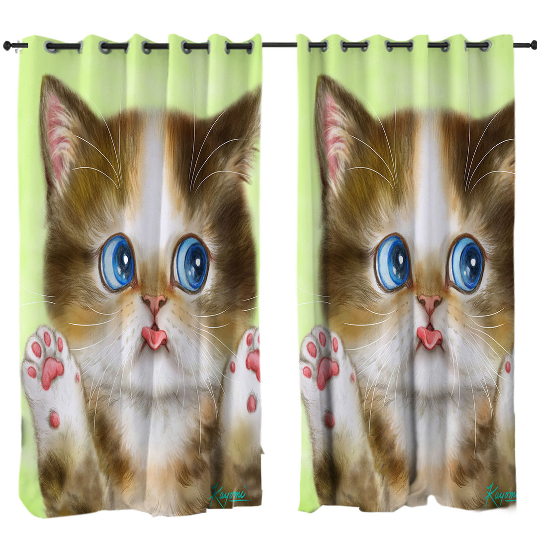 Adorable Innocent Baby Cat for Kids Curtain