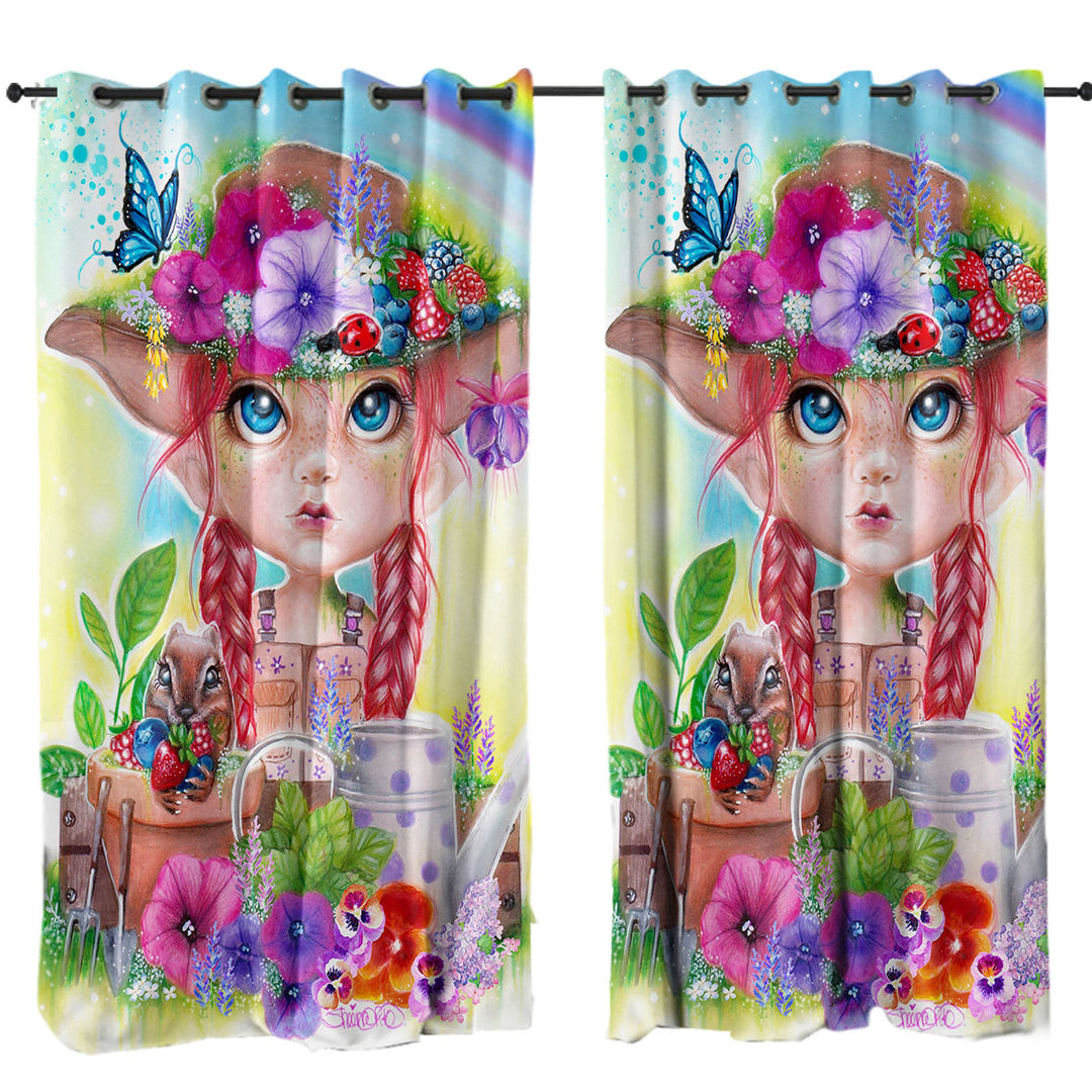 Adorable Kids Curtains Gracie the Gardener Girl