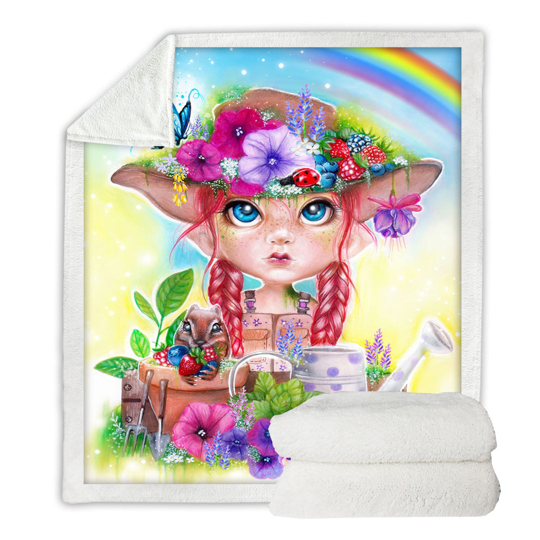 Adorable Kids Design Fleece Blankets Gracie the Gardener Girl