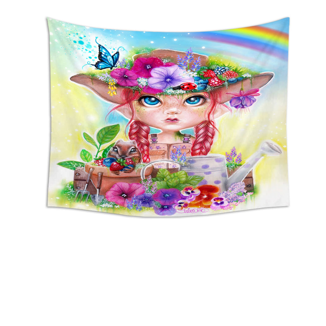 Adorable Kids Design Tapestry Gracie the Gardener Girl