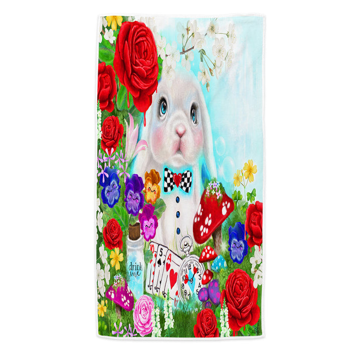 Adorable Kids Painting the White Rabbit Microfiber Beach Towel