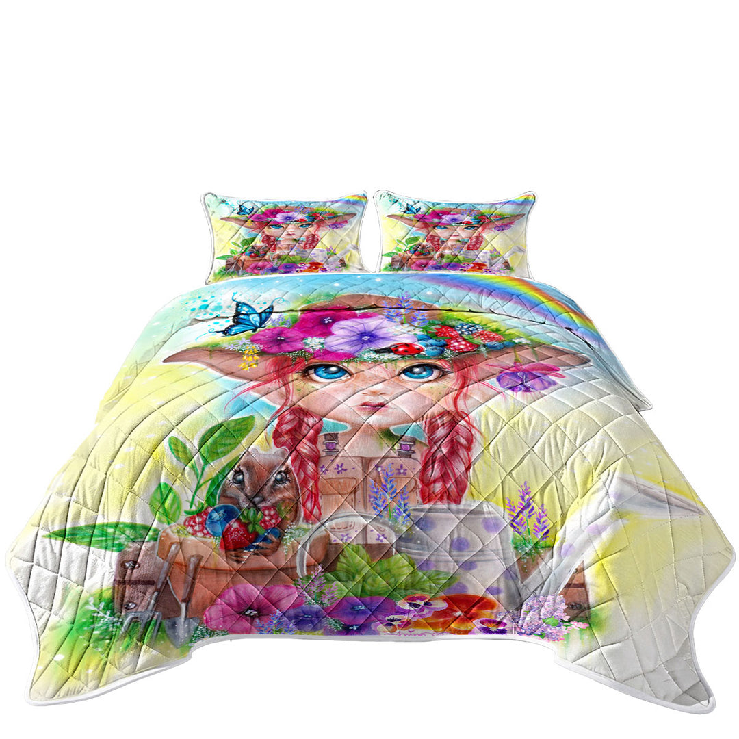 Adorable Kids Twin Quilt Gracie the Gardener Girl