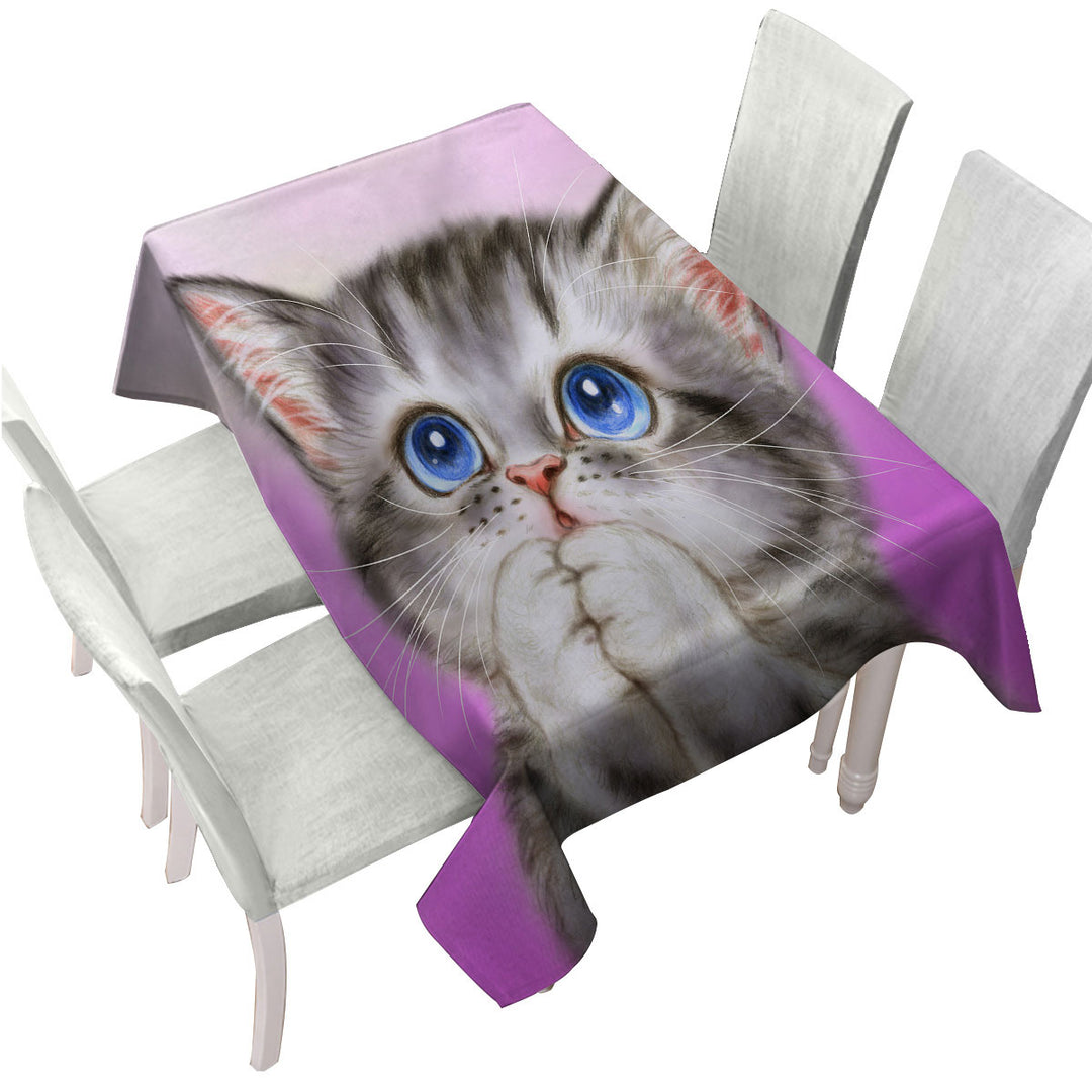 Adorable Kitten Begs for Love Cute Cats Painting Custom table Covers