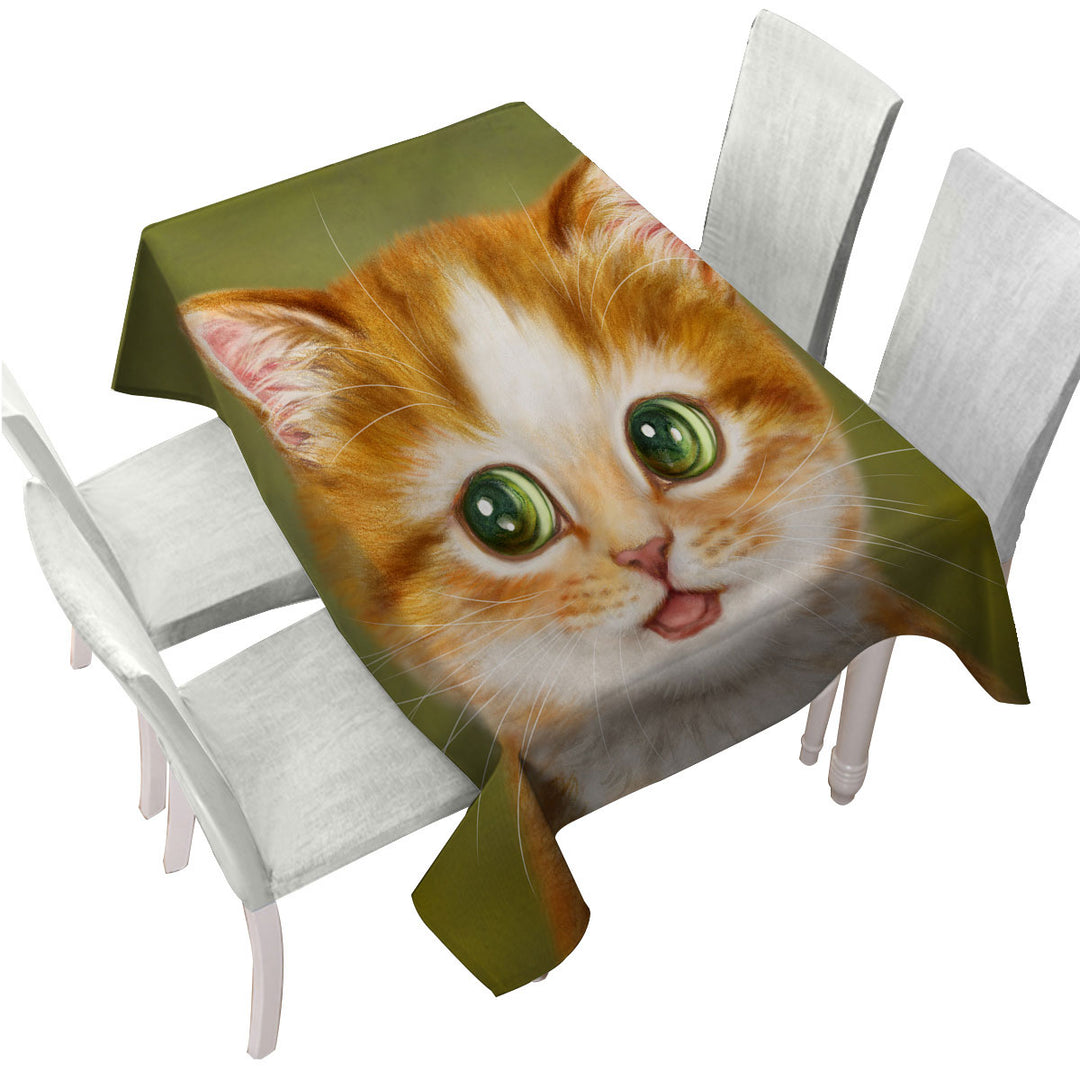 Adorable Painted Ginger kitty Cat Tablecloths