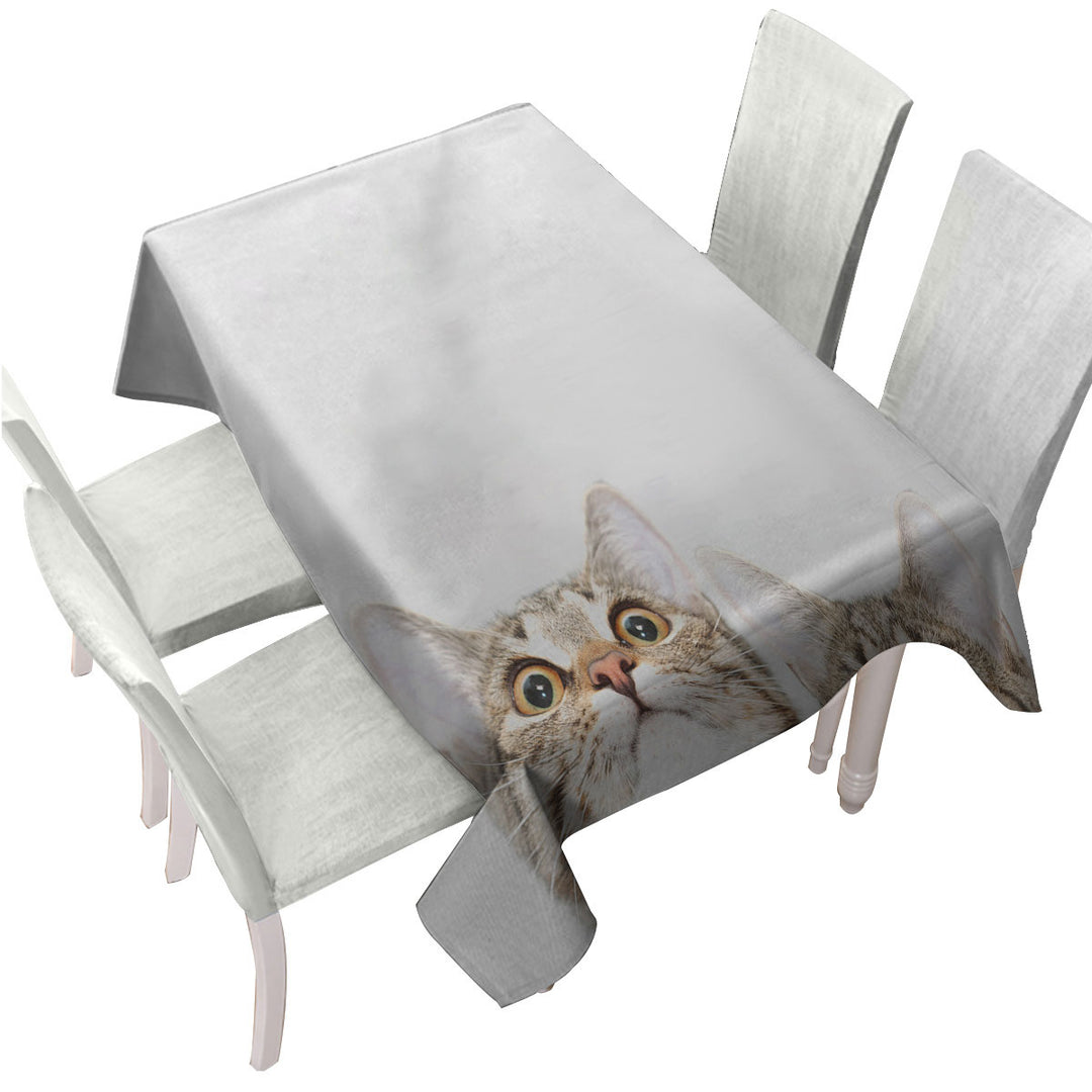 Adorable Peeking Cats Tablecloth