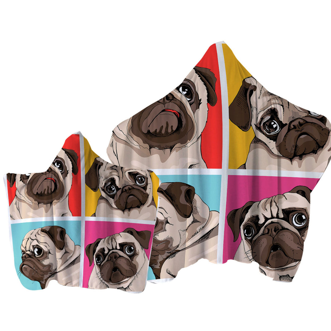 Adorable Pug Hooded Beach Towel