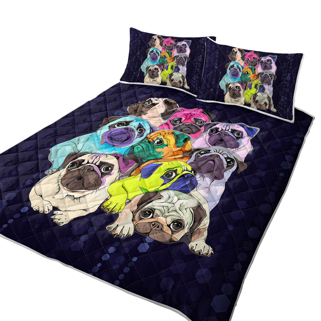 Adorable Pugs California King Quilt Sets