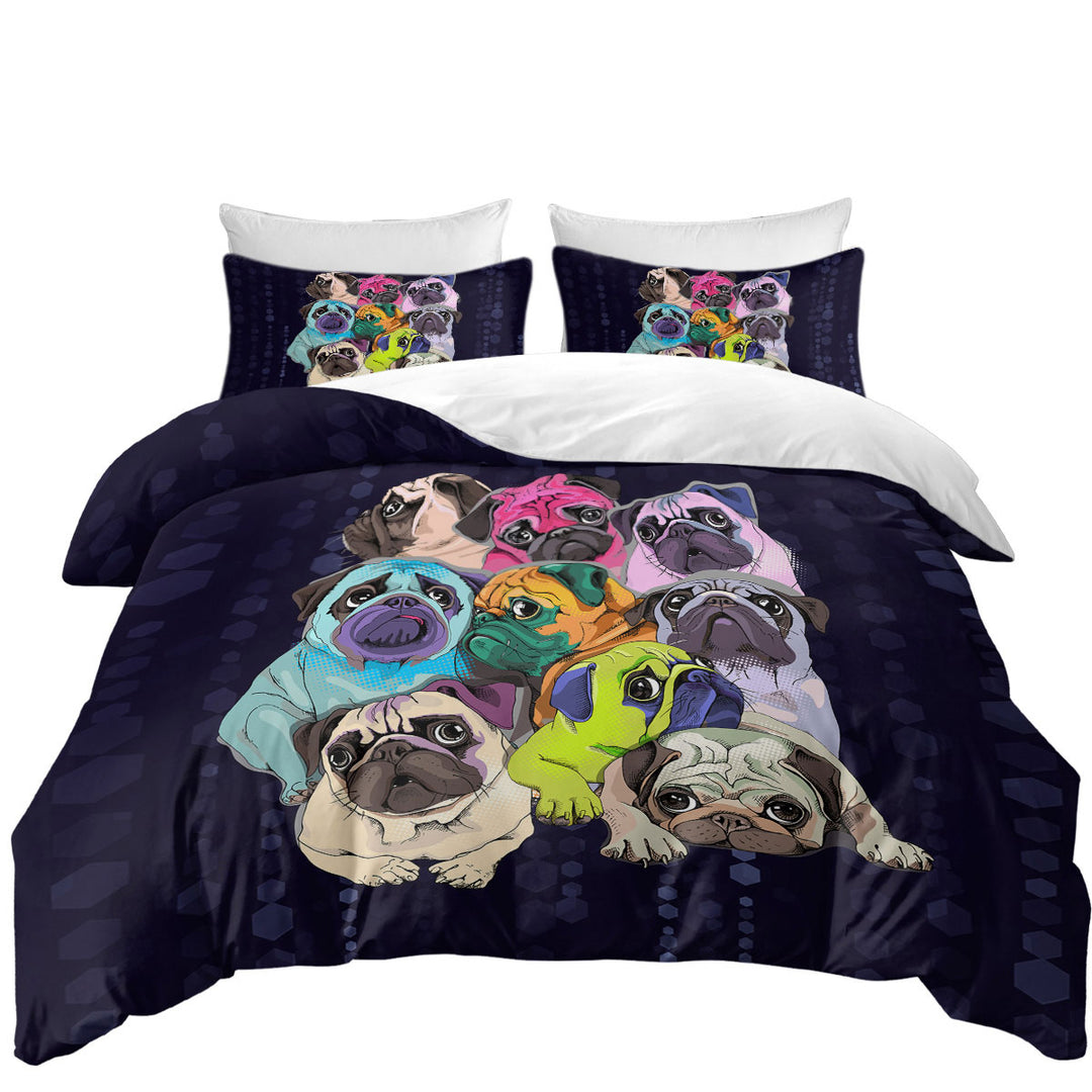 Adorable Pugs Duvet Cover Queen