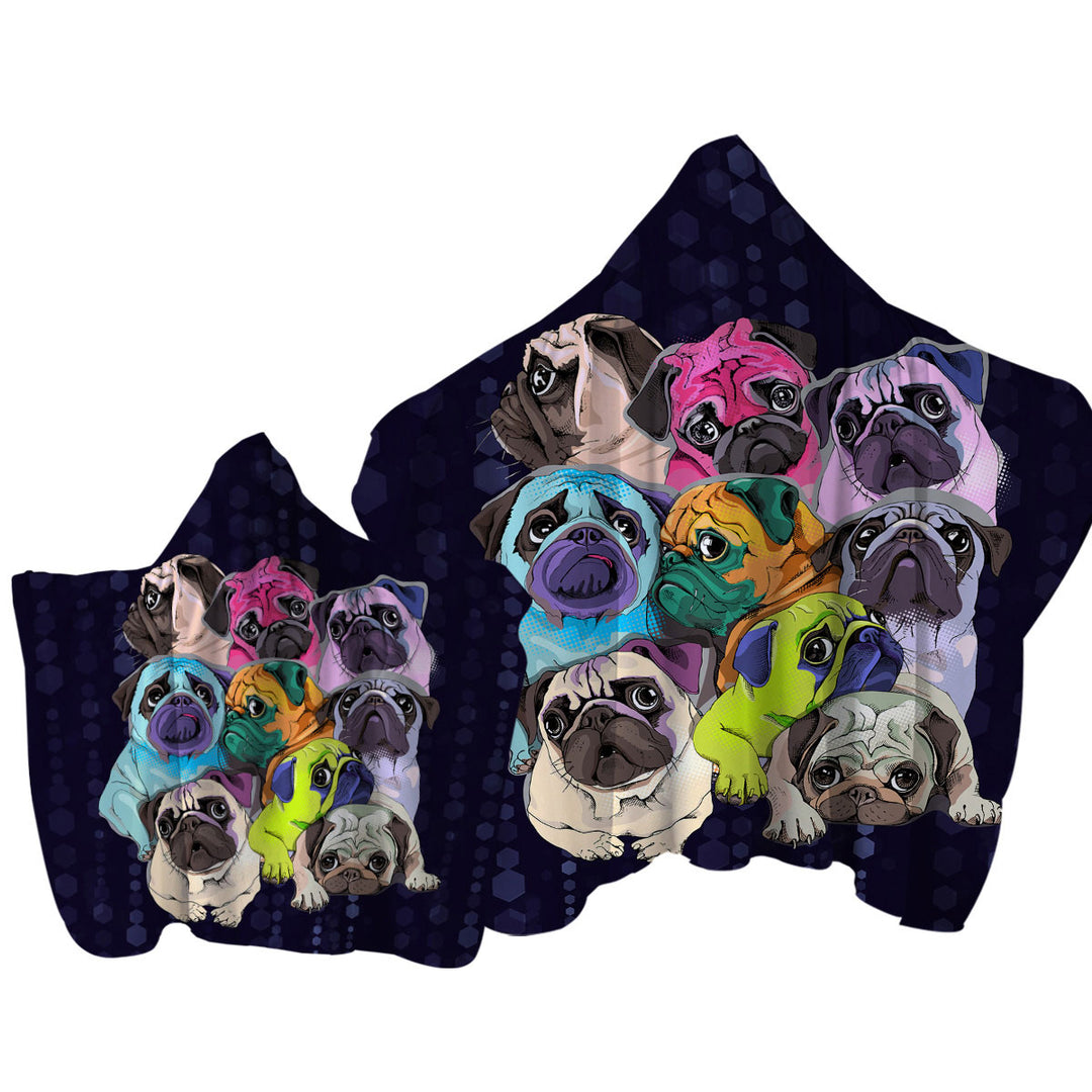 Adorable Pugs Towel with Hood