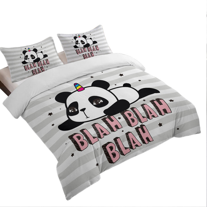 Adorable Unicorn Panda full Size Duvet Cover