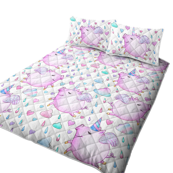 Adorable Unicorn Pigs Coverlets