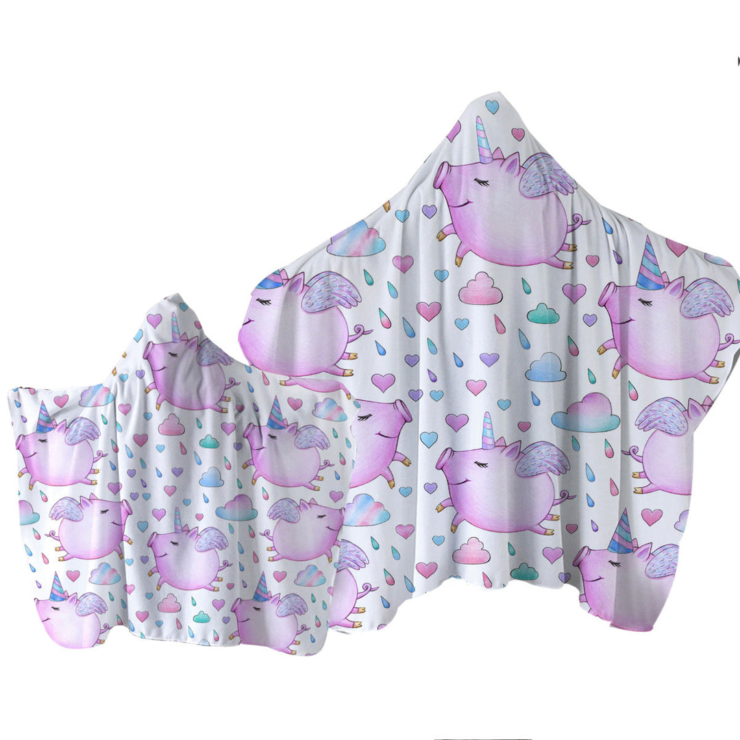 Adorable Unicorn Pigs Towel Hoodie