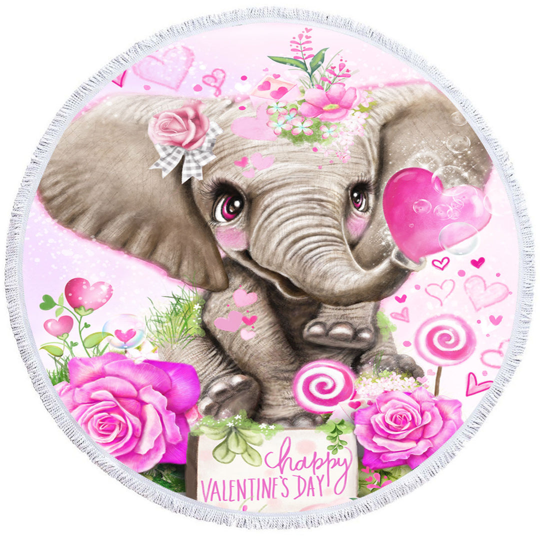 Adorable Valentines Day Beach Towel Elephant Kisses