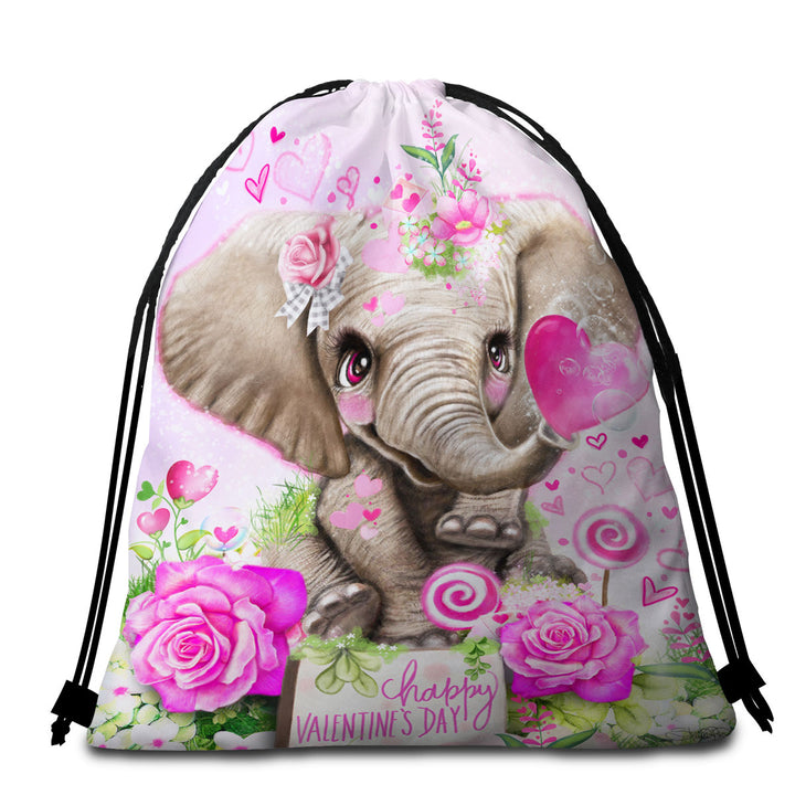 Adorable Valentines Day Beach Towel Pack Elephant Kisses