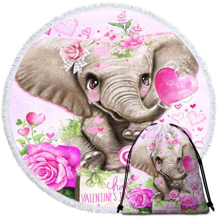 Adorable Valentines Day Beach Towels Elephant Kisses