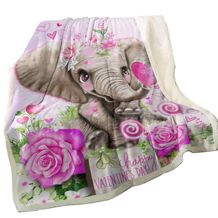 Adorable Valentines Day Fleece Blankets Elephant Kisses