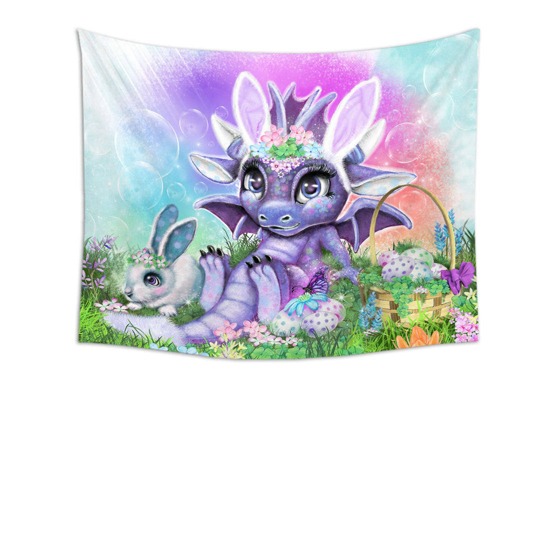 Adorable Wall Decor Garden Easter Bunny Lil Dragon Tapestry