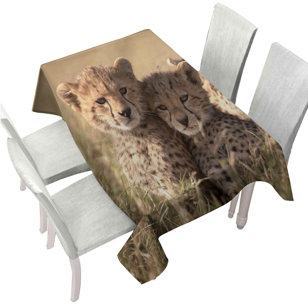 Adorable Wild Cheetah Cubs Custom tablecloths